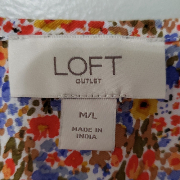 LOFT Women Floral Kimono Medium Large M/L Red Blue Boho Festival Cottage Bright - Picture 8 of 11